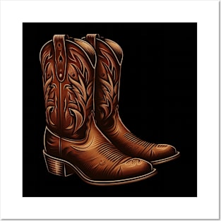 Brown cowboy boots Posters and Art